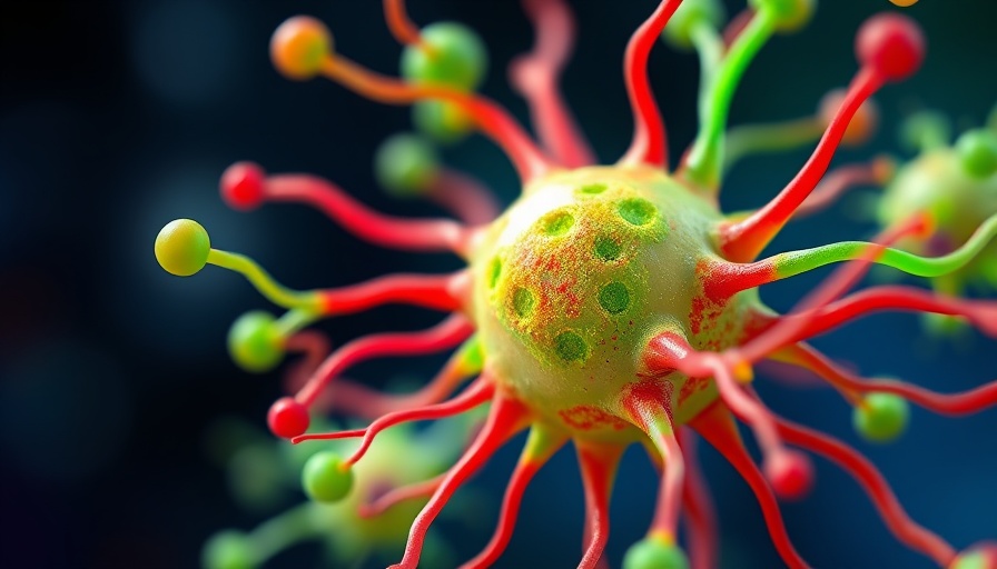 3D cell rendering illustrating CAR T-Cell therapy for ulcerative colitis.