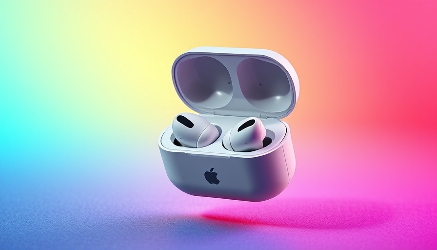 Apple AirPods Pro 3 floating with open case on colorful background