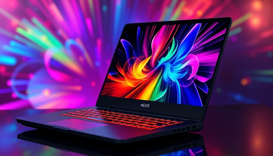 High-performance gaming laptop with rainbow display highlighting special features.