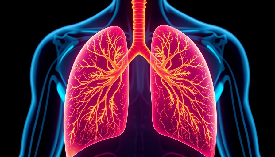 3D illustration of human respiratory system for COPD treatment innovations.
