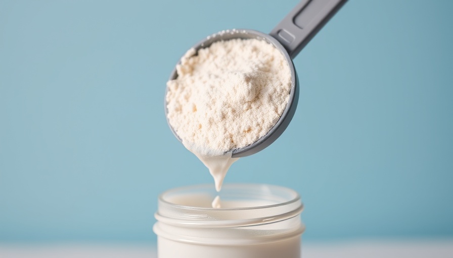 Protein powder scoop in container, Whey Protein vs. Plant Protein comparison.
