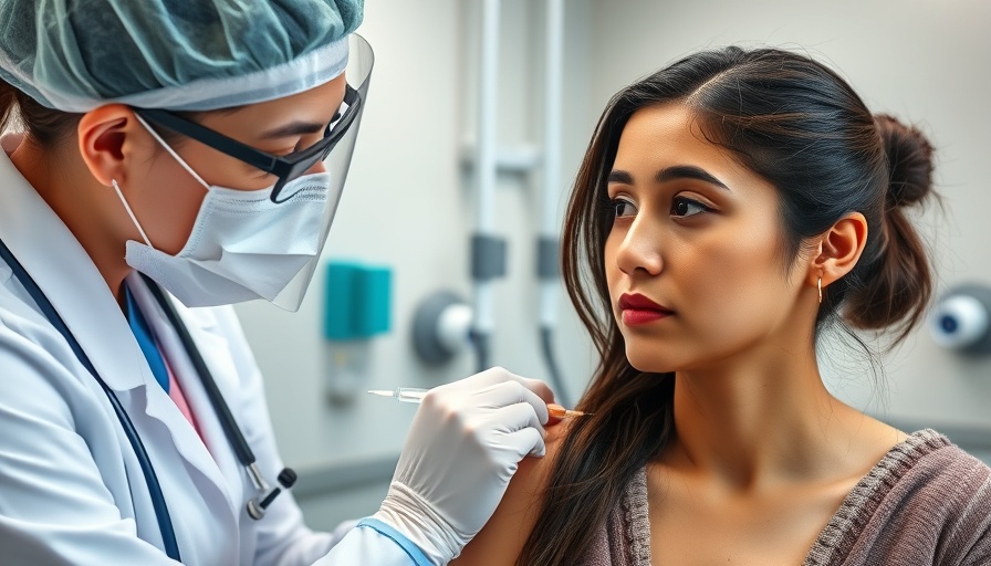 Young woman receiving vaccine in Denver healthcare setting.
