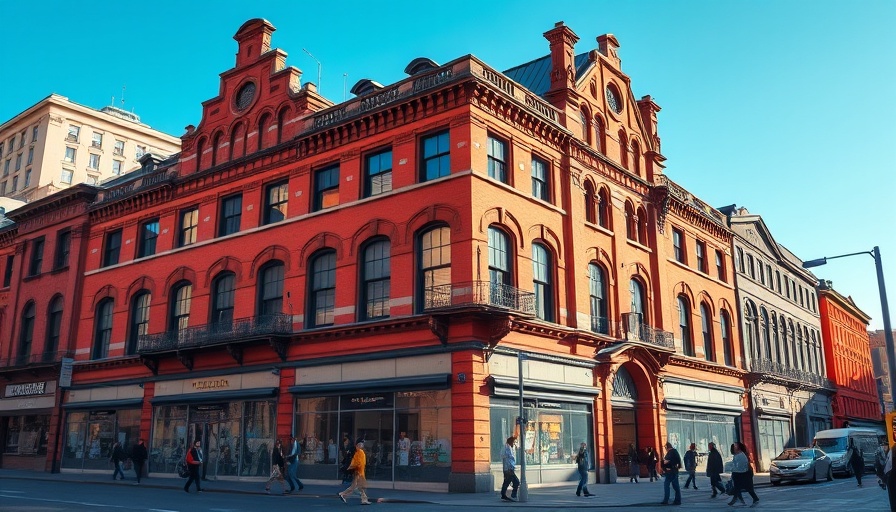 Historic red brick building in Denver under a clear blue sky.