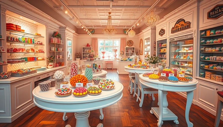 Vancouver candy shop closure photo showing interior with colorful candies displayed on tables.
