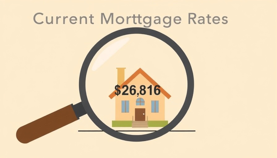 Illustration of mortgage rates today with magnifying glass and house.