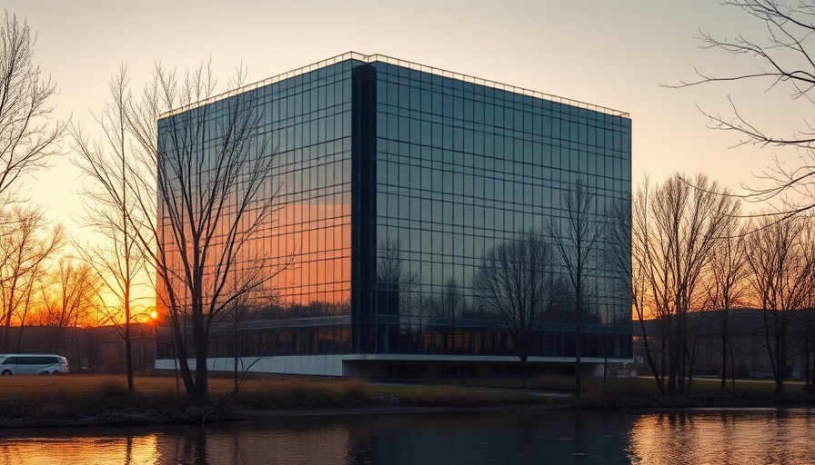 Modern glass office building at sunset reflecting the sky, Yardi Systems Rent Dispute context.
