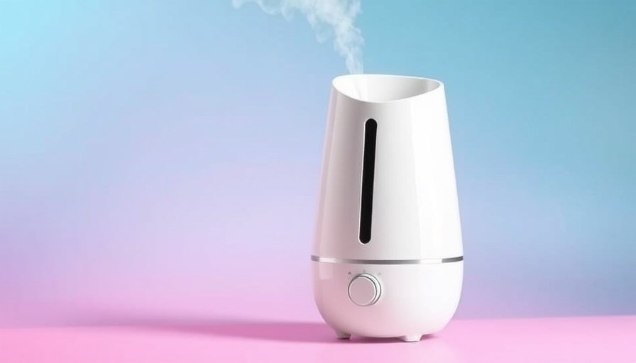 Stylish white humidifier on vibrant background, best humidifiers 2025.