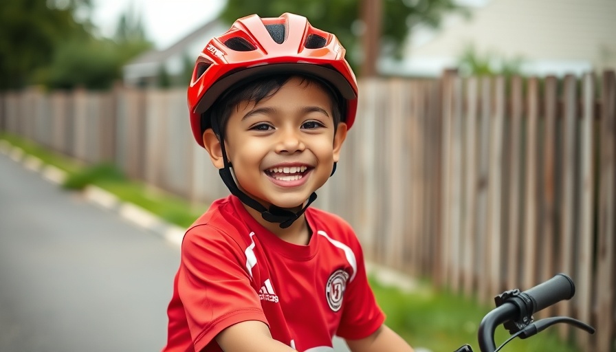 Joyful young boy smiling on a bicycle, showcasing Alfie Smith cancer-free operation.