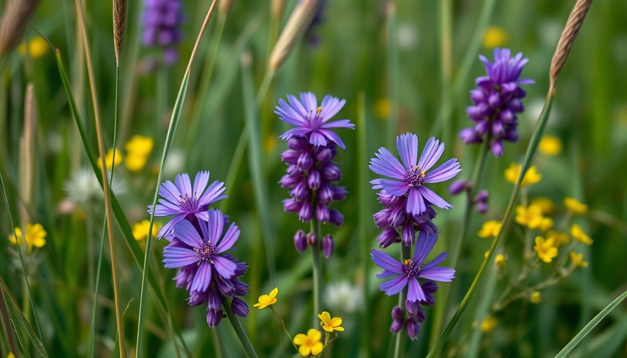Purple wildflowers in lush meadow during River Gavenny Insect Safari.