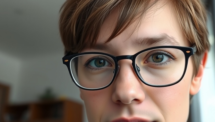 Person with short brown hair and glasses in neutral expression.