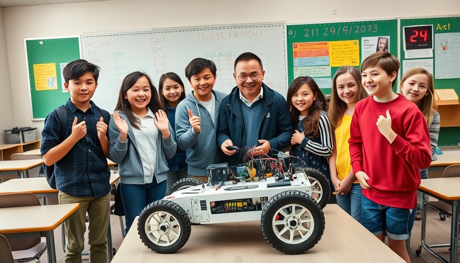 Monmouthshire STEM Programme students with a homemade electric car.