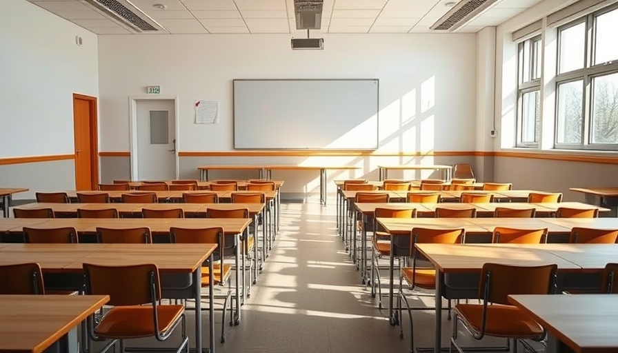 Empty classroom illustrating school absenteeism in Monmouthshire.