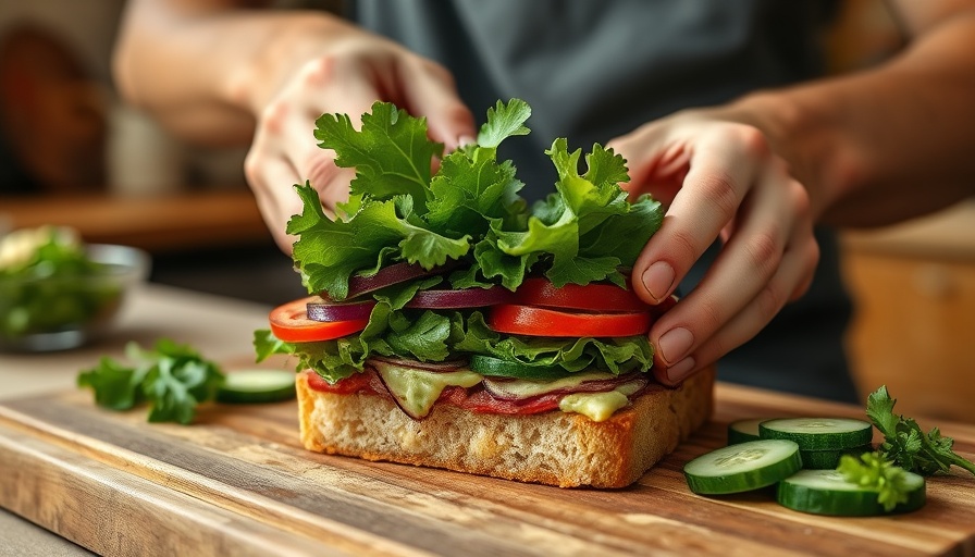 Close-up of hands making a vegetable sandwich, Food Synergy for Educators