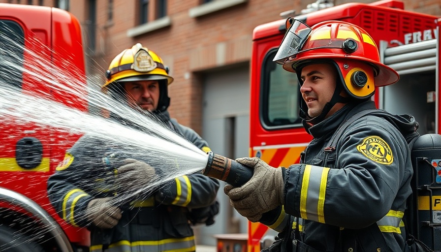 Firefighters demonstrating safety measures, essential for cooking safety for families.