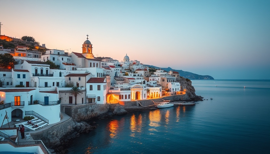 Páros Island travel: picturesque coastal town at dusk.