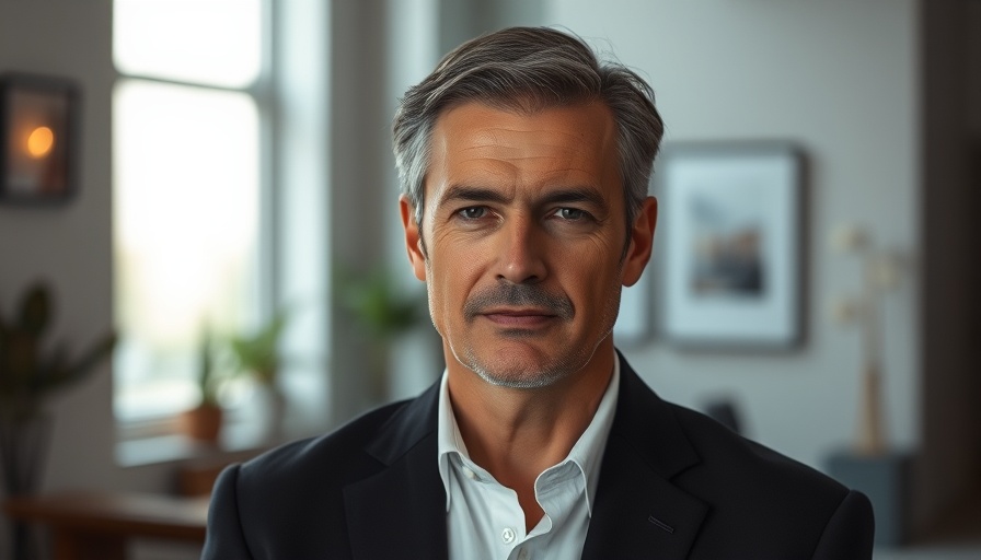 Middle-aged man in casual attire on indoor set