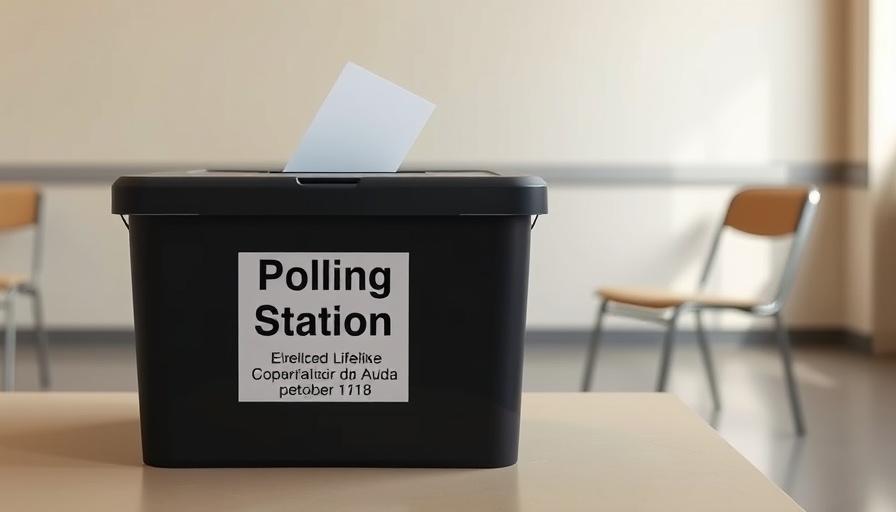 Ballot box on table at Monmouthshire Community Council Elections polling station.
