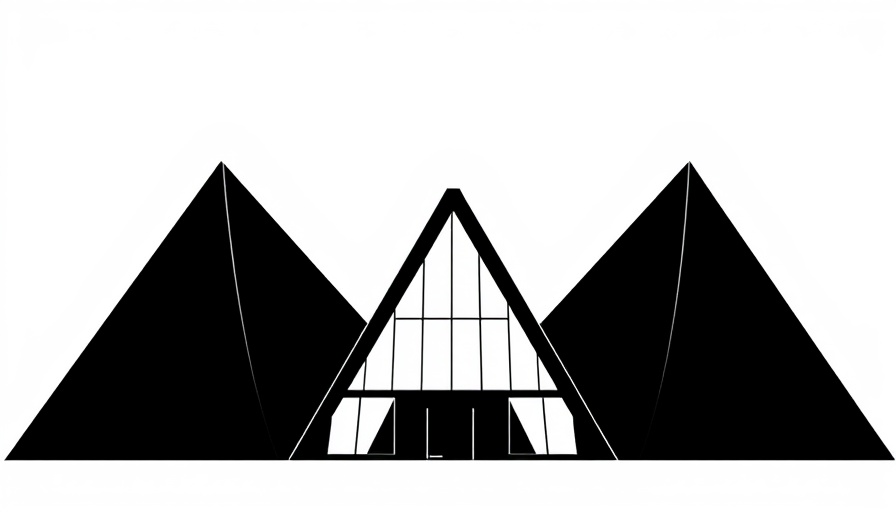 Abstract triangular building illustration for Abergavenny Town Hall Virtual Tour.