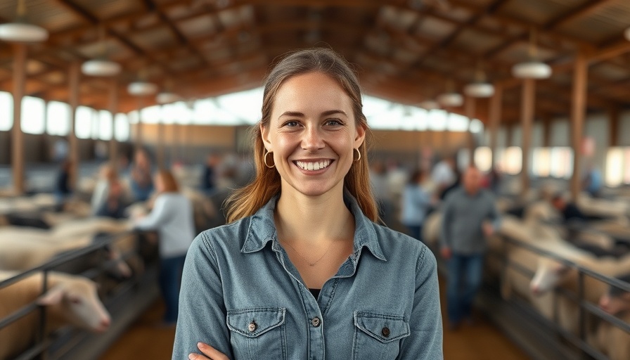 Laura Ann Jones Defects to Reform UK: woman in livestock auction house smiling.