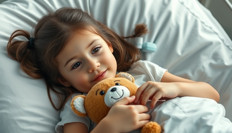 Young girl holding a toy in a hospital bed at Noah’s Ark Children's Hospital charity event.