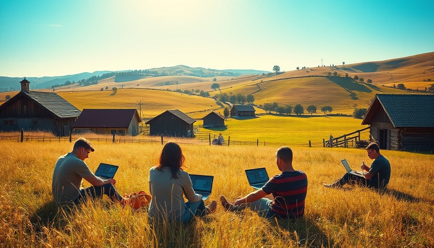 Rural community members using ultrafast broadband outdoors.