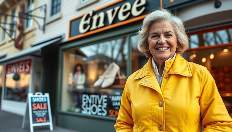 Closure of Envee Shoes in Monmouth; woman stands outside store.