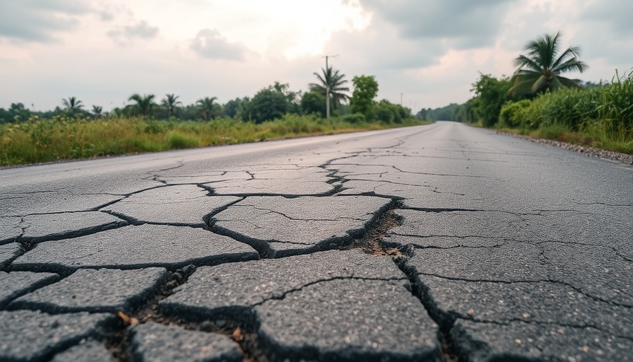 Eroded road depicting community resilience in Whāingaroa.