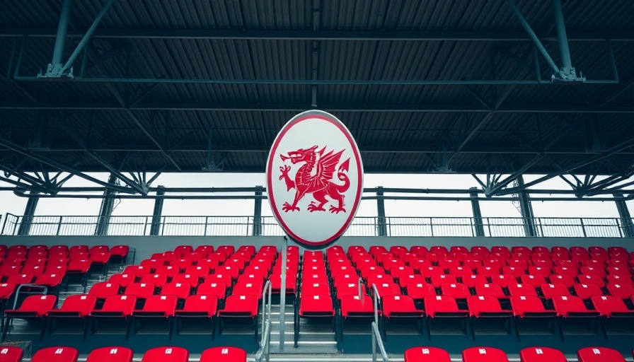 Pontypool Rugby Home Games sign at stadium with empty seats.