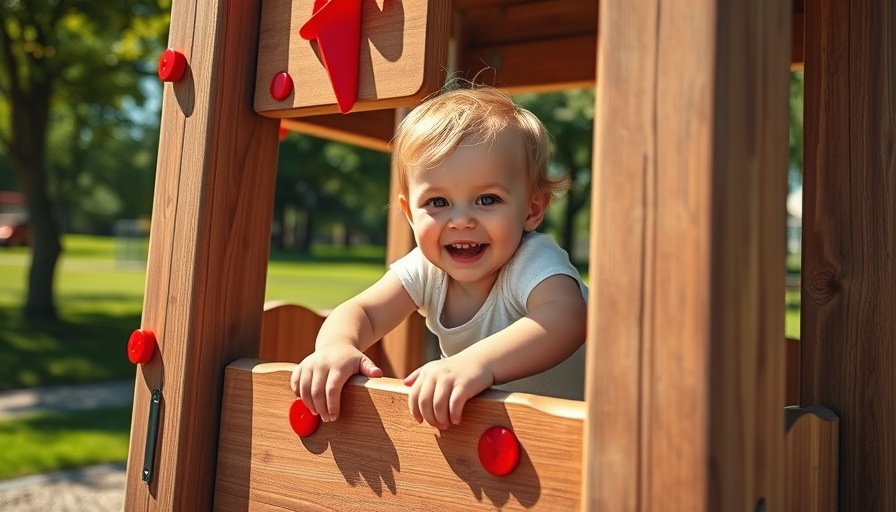 Child climbing a play structure in Chepstow's future playpark, vibrant.