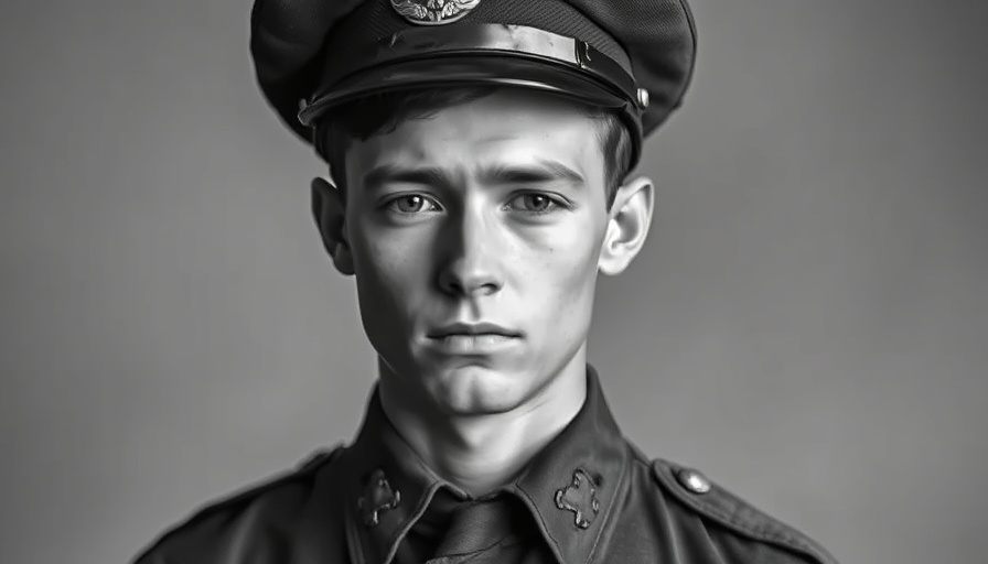 Monmouthshire RAF hero in uniform, serious portrait.