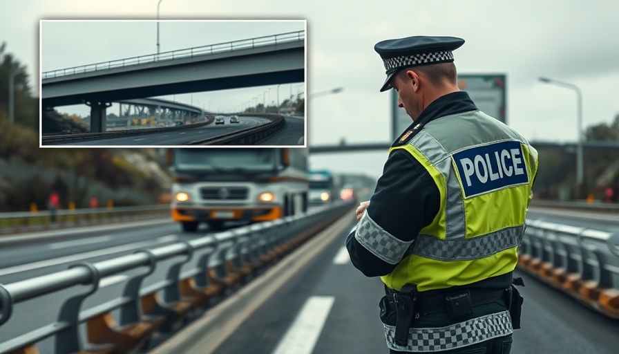 Severn Bridge weight limit enforcement, officer inspecting truck.