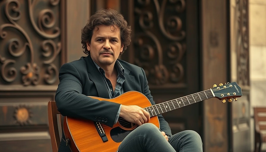 Guitarist at the entrance, Claude Bourbon concert promo.