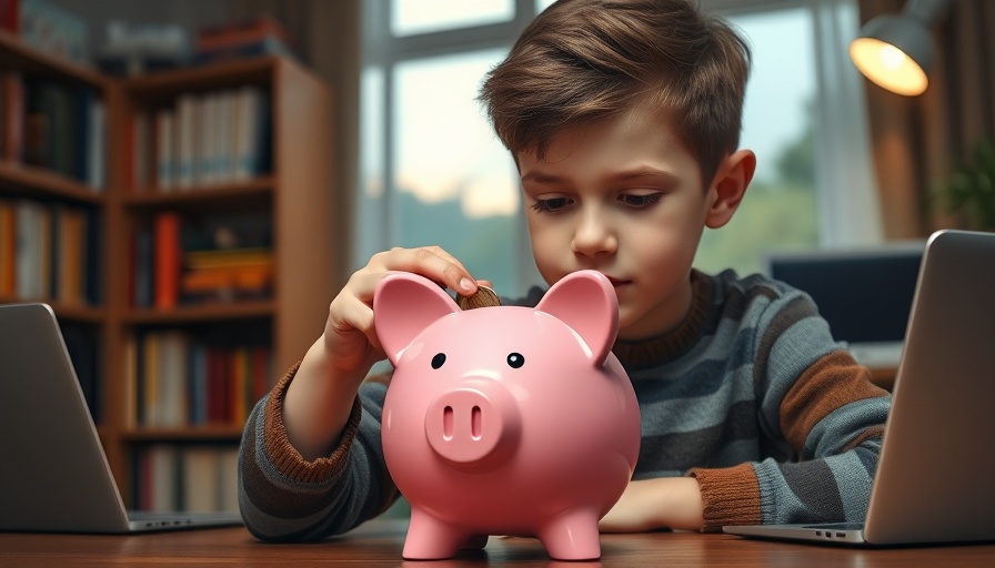 Young boy saving money in piggy bank, relating to child benefit eligibility changes.