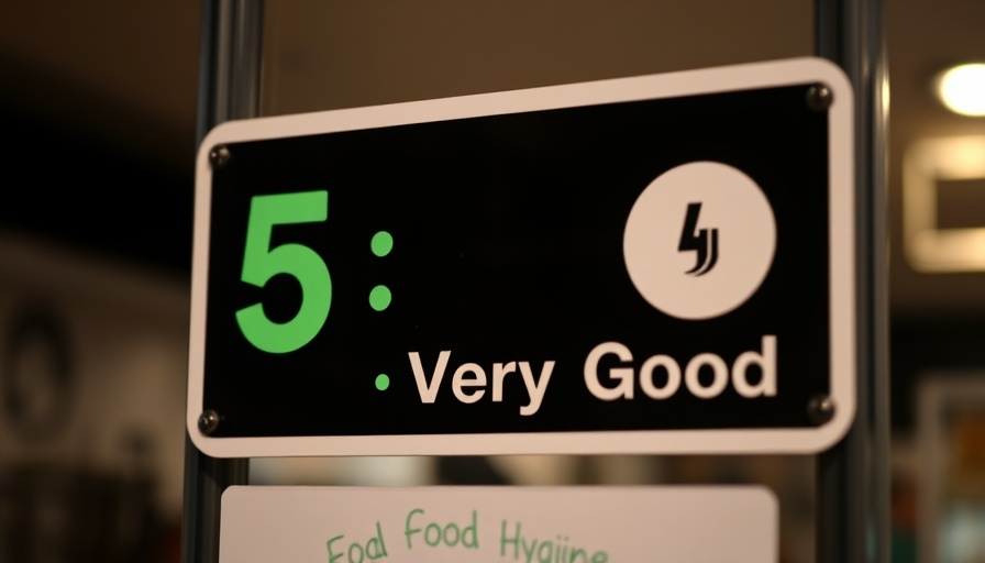 Monmouthshire food hygiene rating sign showing a score of 5.