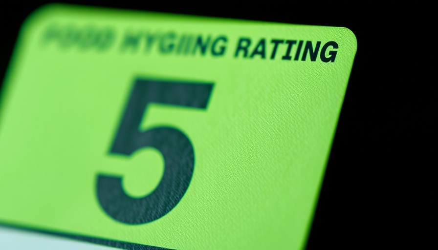 Monmouthshire food hygiene rating card highlighting a '5' score for very good quality.