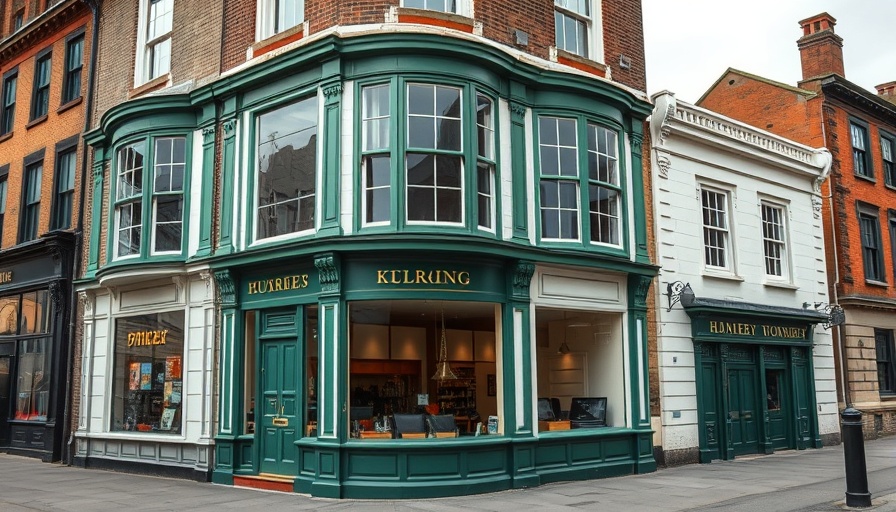 Historic Chepstow building with bay windows and green trim.