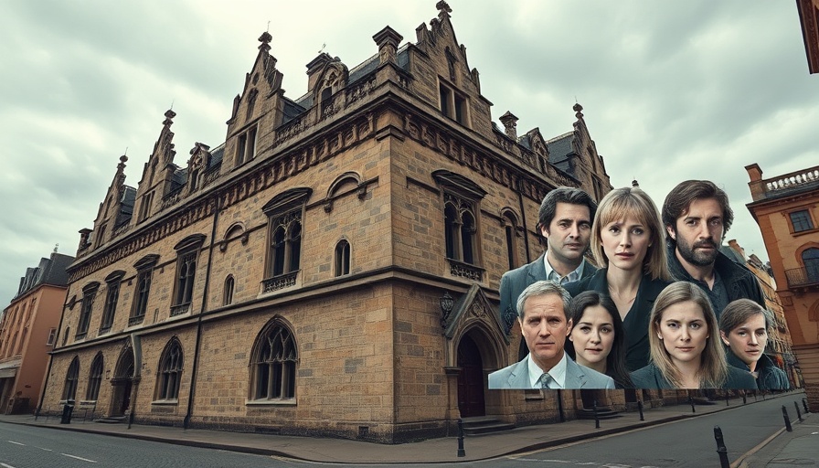 Historic building with people collage related to Abergavenny mosque decision.
