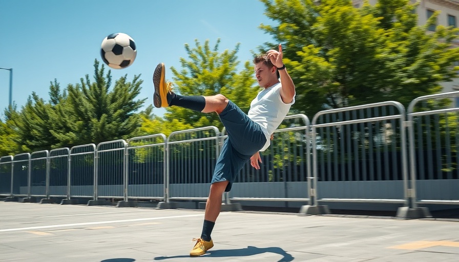 Freestyle footballer performs trick outdoors, dynamic action capture