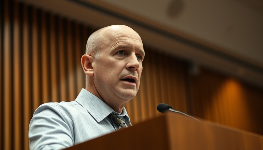 Middle-aged man speaking at a podium in an official setting, NHS dental services in Wales.