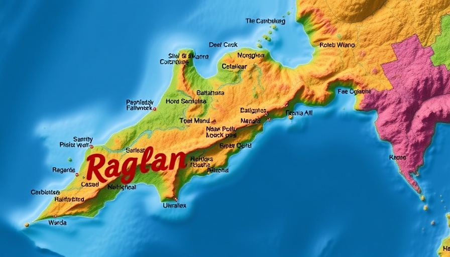 Aerial map highlighting Raglan and surrounding wards.