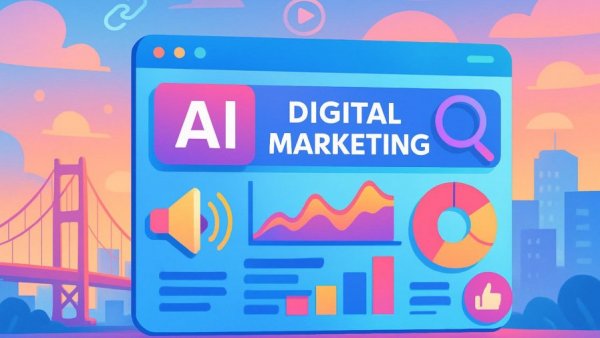 AI-enhanced digital marketing illustration demonstrating ways to improve Google reviews.