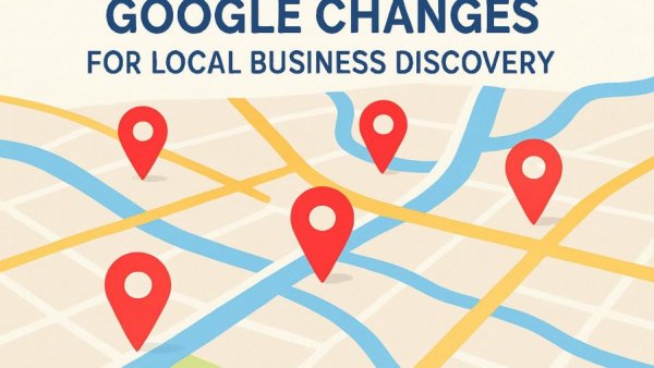 Digital map illustrating Google local discovery changes, Online Reputation Management.