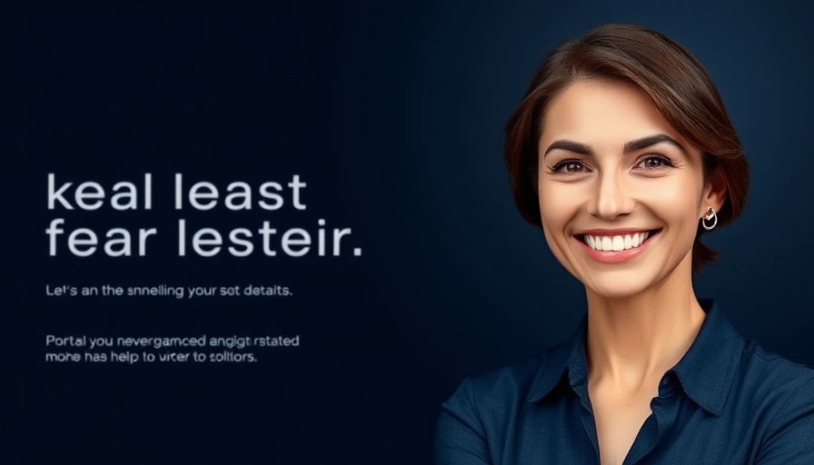 Real estate marketing automation featuring smiling professional woman.