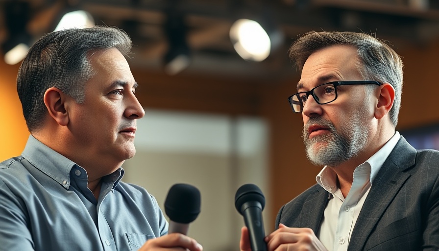 Two men discussing Solo 401(k) benefits on a podcast set.