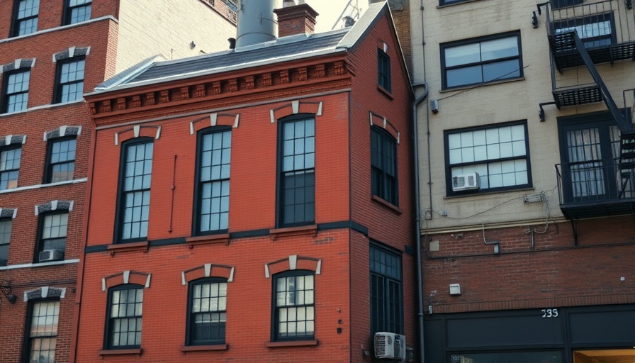 Red brick building in NYC urban architecture.