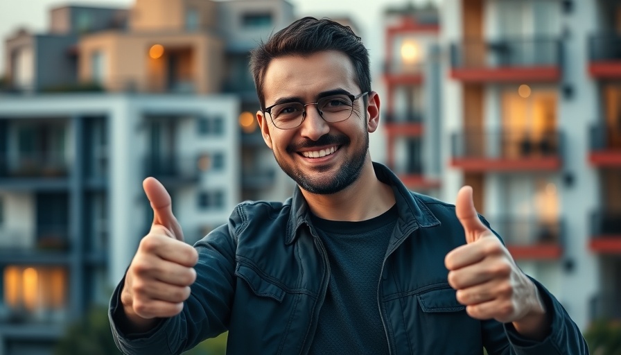 Confident man promotes maximizing rental income with modern homes.