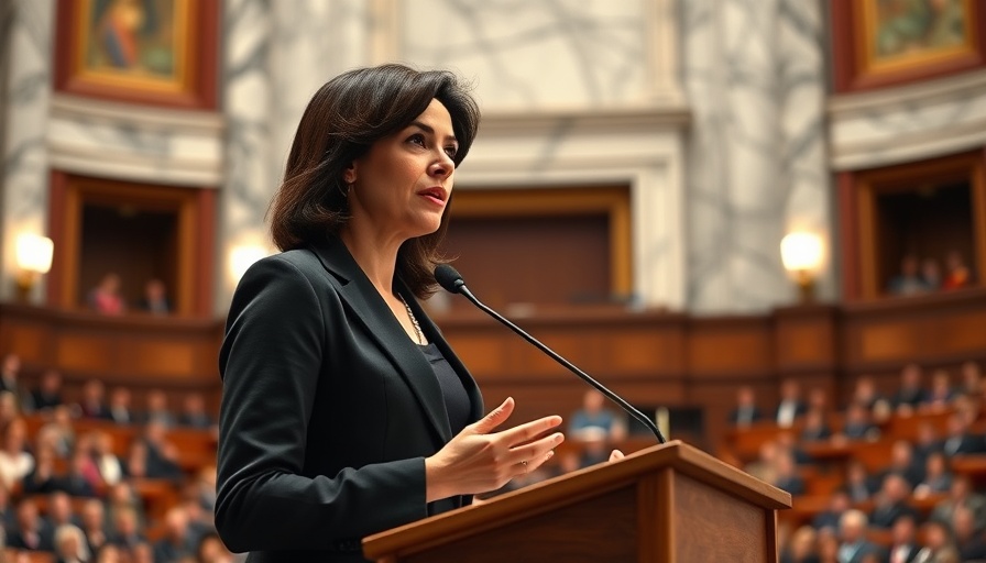Female speaker discussing T&T-Venezuela gas deal at assembly hall.