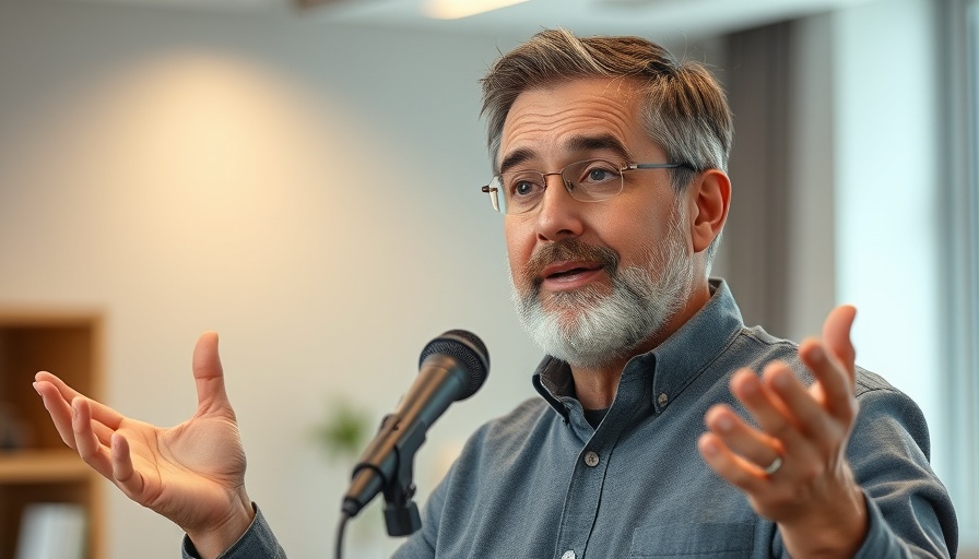 Confident presenter discussing S Corp tax savings tips with a microphone.