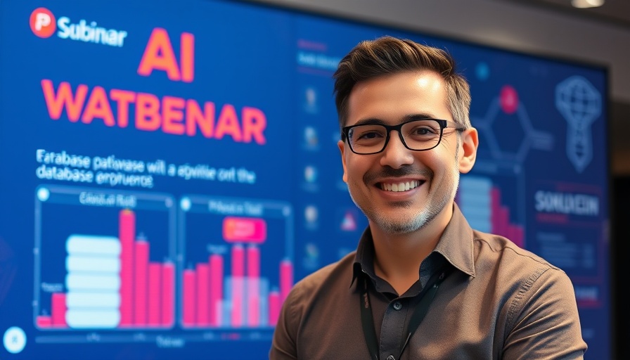 Webinar on Artificial Intelligence in Database Management, featuring a smiling host.