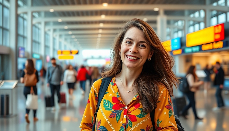 Cheerful woman at a modern airport, Charlotte economic growth.